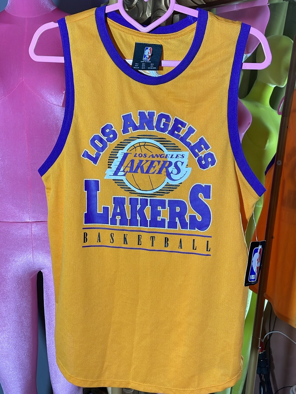 NBA Yellow & Purple Basketball Jersey with Official NBA Tag